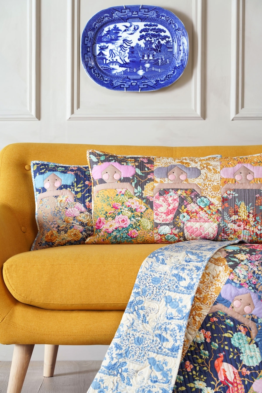 Tilda Patchwork Stoff Baumwolle - Chic Escape Peacock Tree Navy
